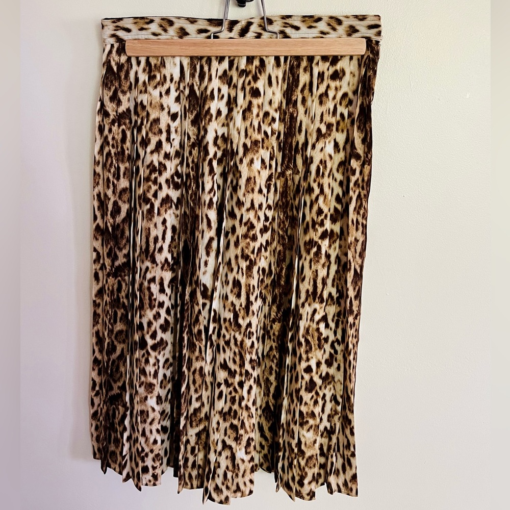 J.Crew Leopard Pleat Midi Skirt, Size 4